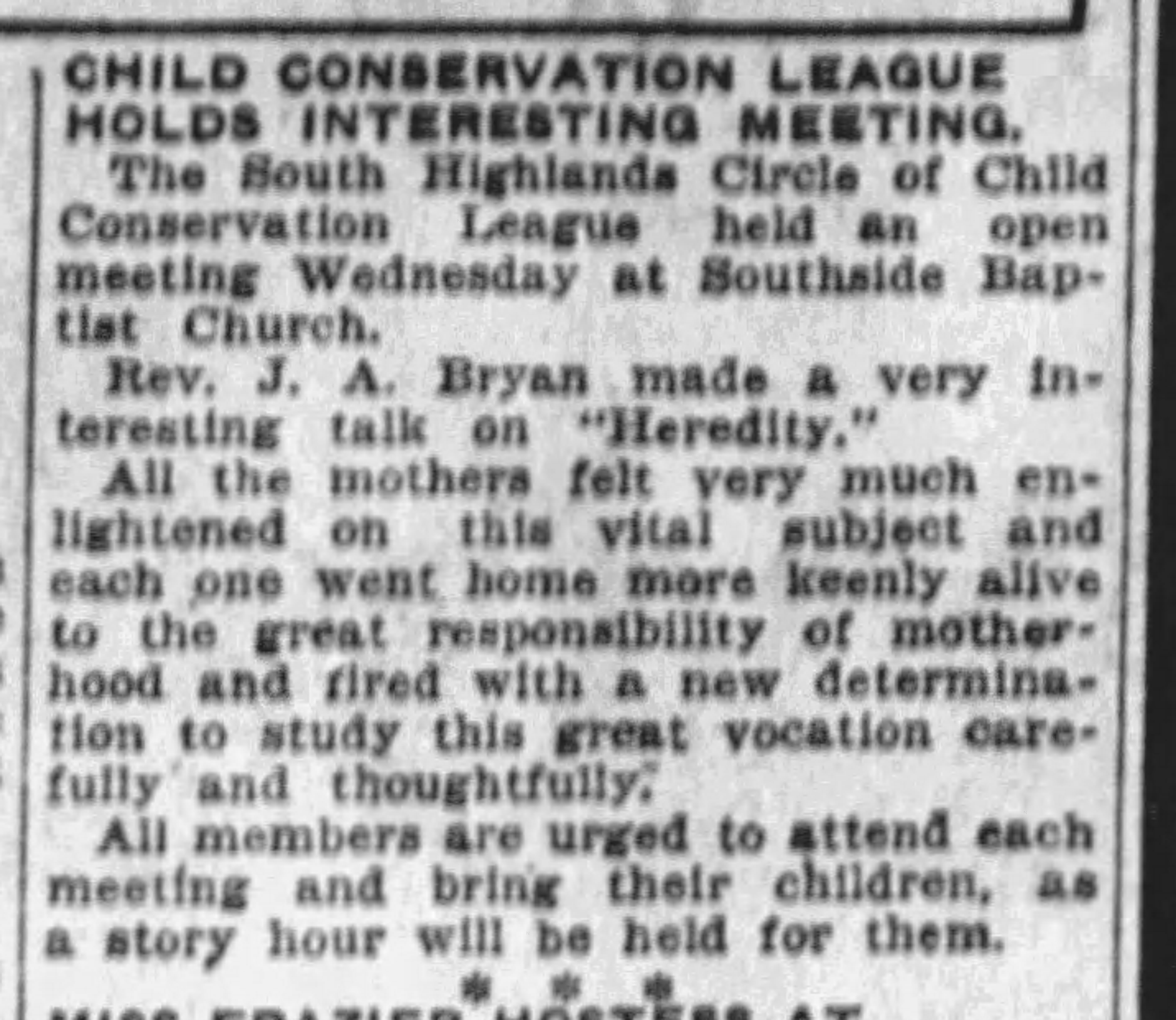 Child Conservation League Holds Interesting Meeting